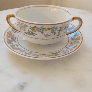 Syracuse Flat Cup & Saucer Set Oriental Trim